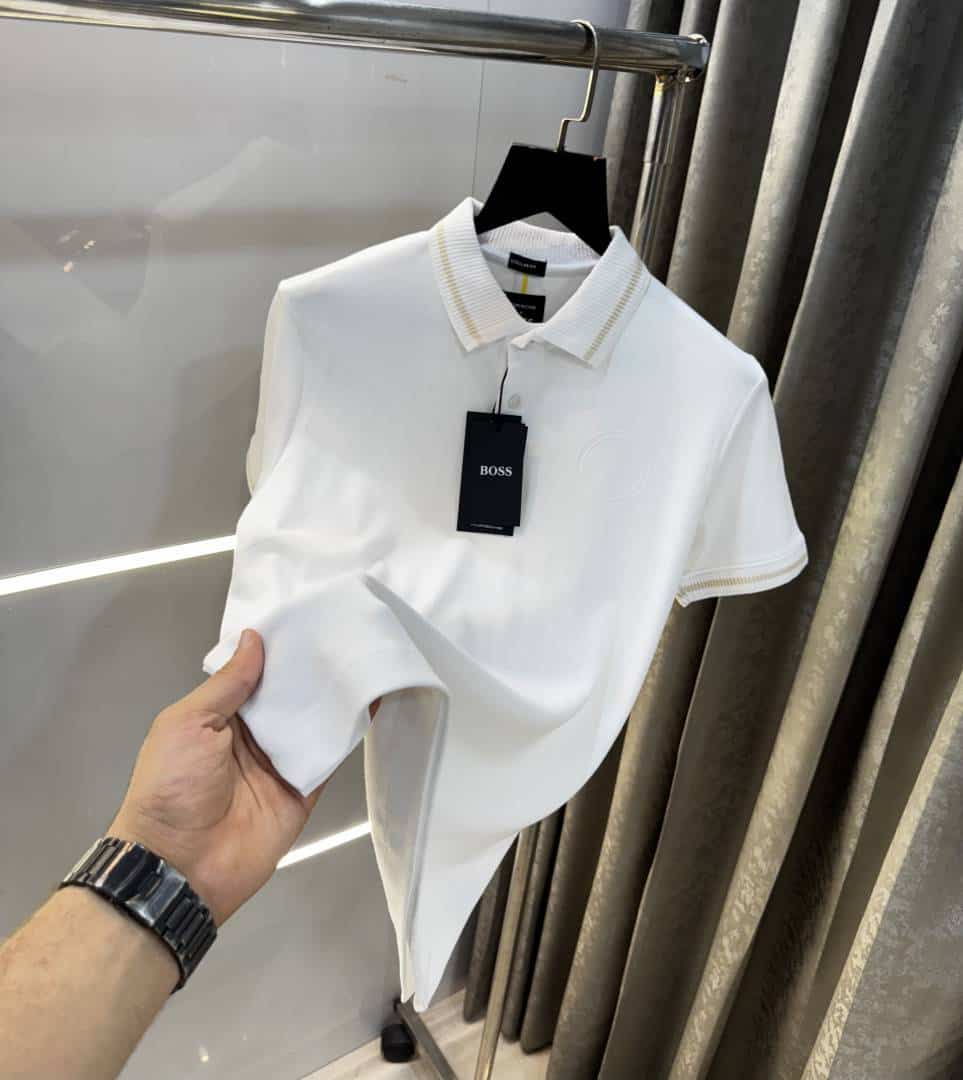 Hugo Bos s X Porsche Edition White Logo Print Premium Polo T-Shirt