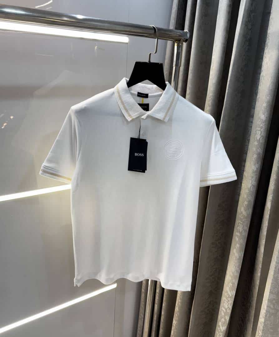 Hugo Bos s X Porsche Edition White Logo Print Premium Polo T-Shirt