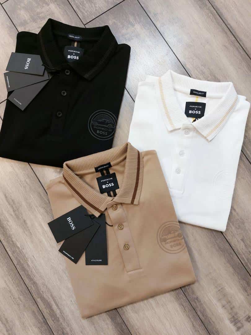 Hugo Bos s X Porsche Edition White Logo Print Premium Polo T-Shirt