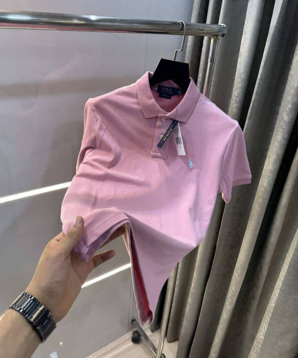 Ralph Lauren Pink Embroidery Logo Classic Polo T-Shirt