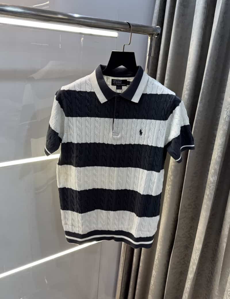 Ralph Laure n Grey Stripes Premium Knitted Polo T-Shirt Main image