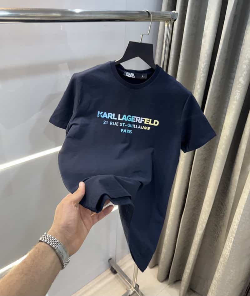 Kar l Lagerfeld Navy Blue Logo Print Imported T-Shirt Main image