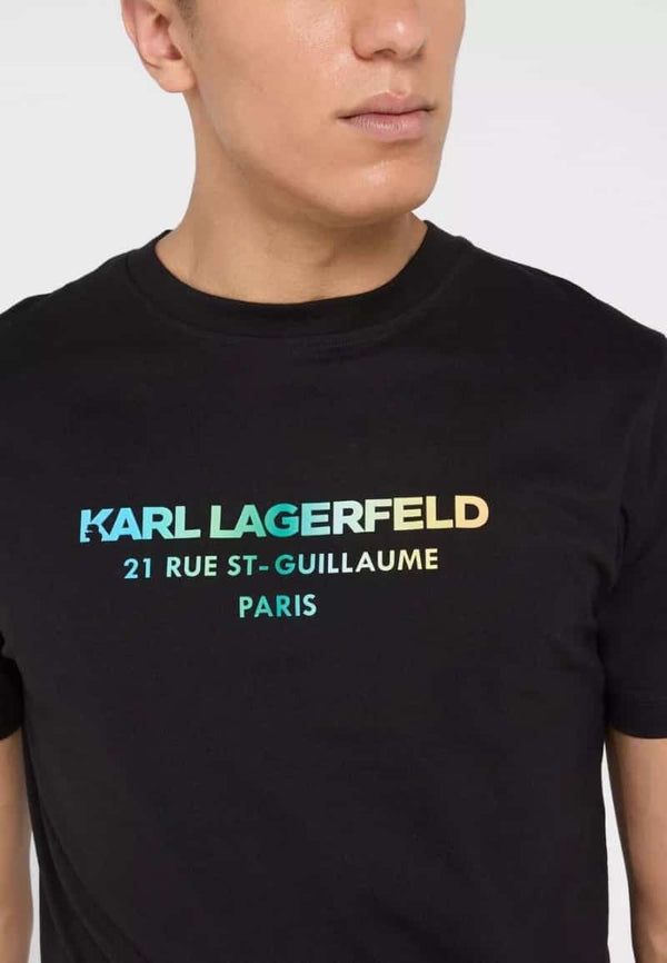 Kar l Lagerfeld Navy Blue Logo Print Imported T-Shirt