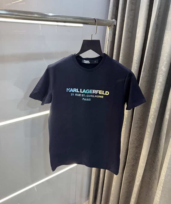 Kar l Lagerfeld Navy Blue Logo Print Imported T-Shirt