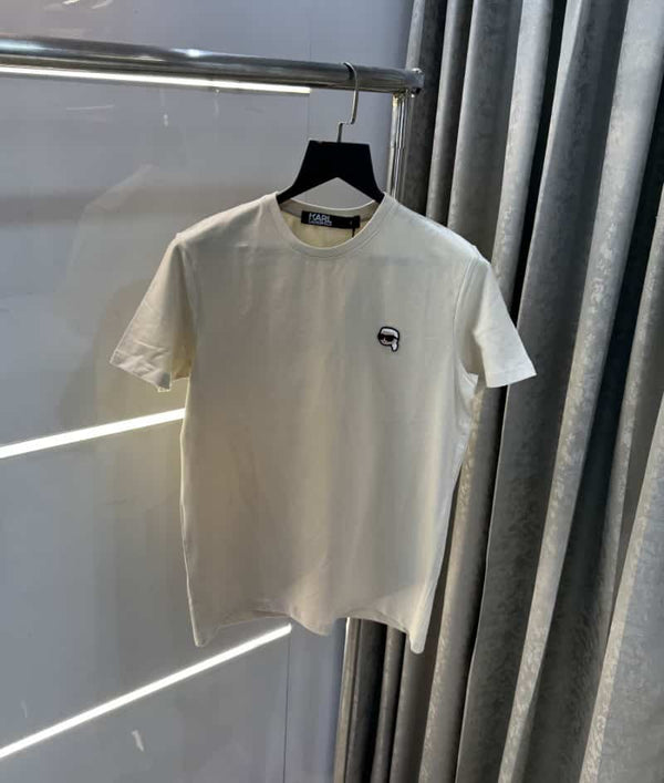 Karl Lagerfeld Beige Logo Patch Imported T-Shirt