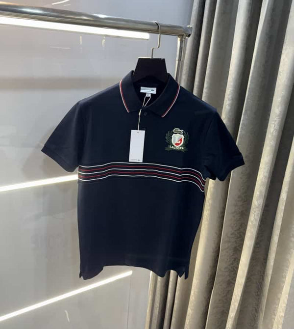 Lacost e Navy Blue Embroidery Logo Premium Polo T-Shirt