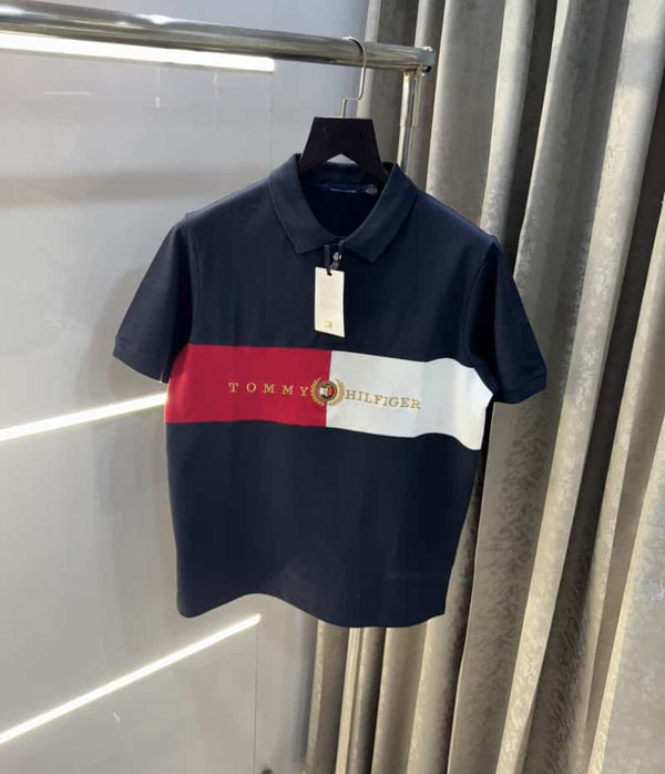 Tommy Hilfiger Navy Blue Embroidery Logo Premium Polo T-Shirt
