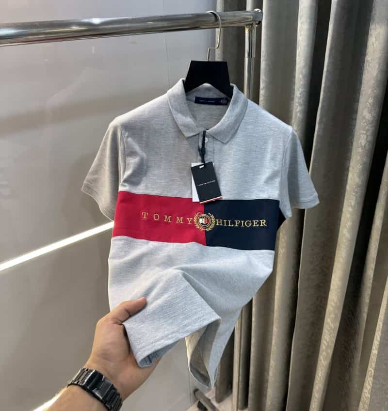 Tomm y Hilfiger Grey Embroidery Logo Premium Polo T-Shirt Main image