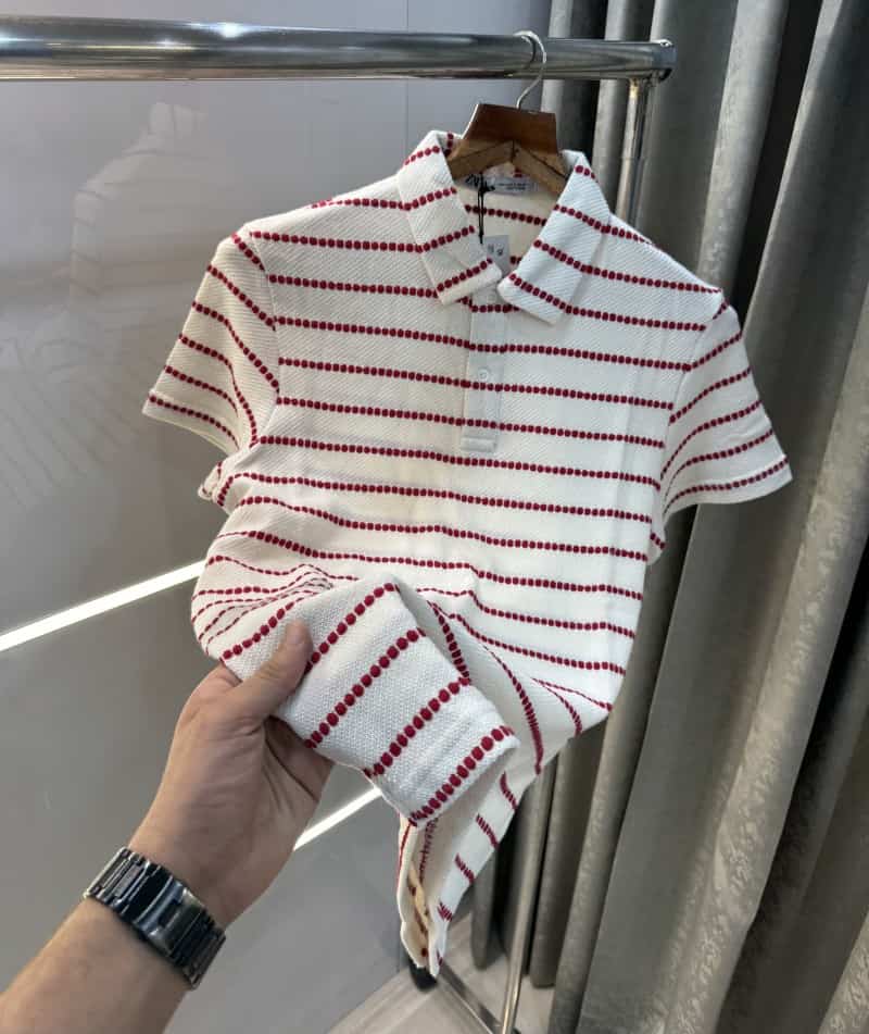 Zar a Red STr!pes Premium Knitted Polo T-Shirt Main image