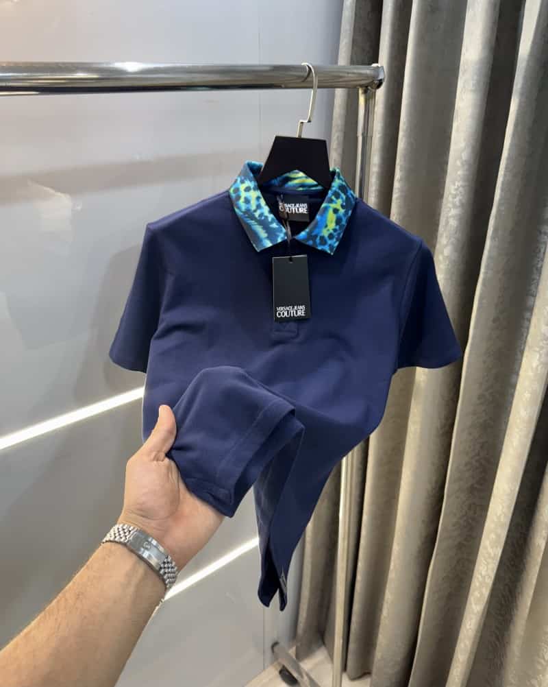 Versac e Couture Blue Collar Look Imported Polo T-Shirt Secondary image