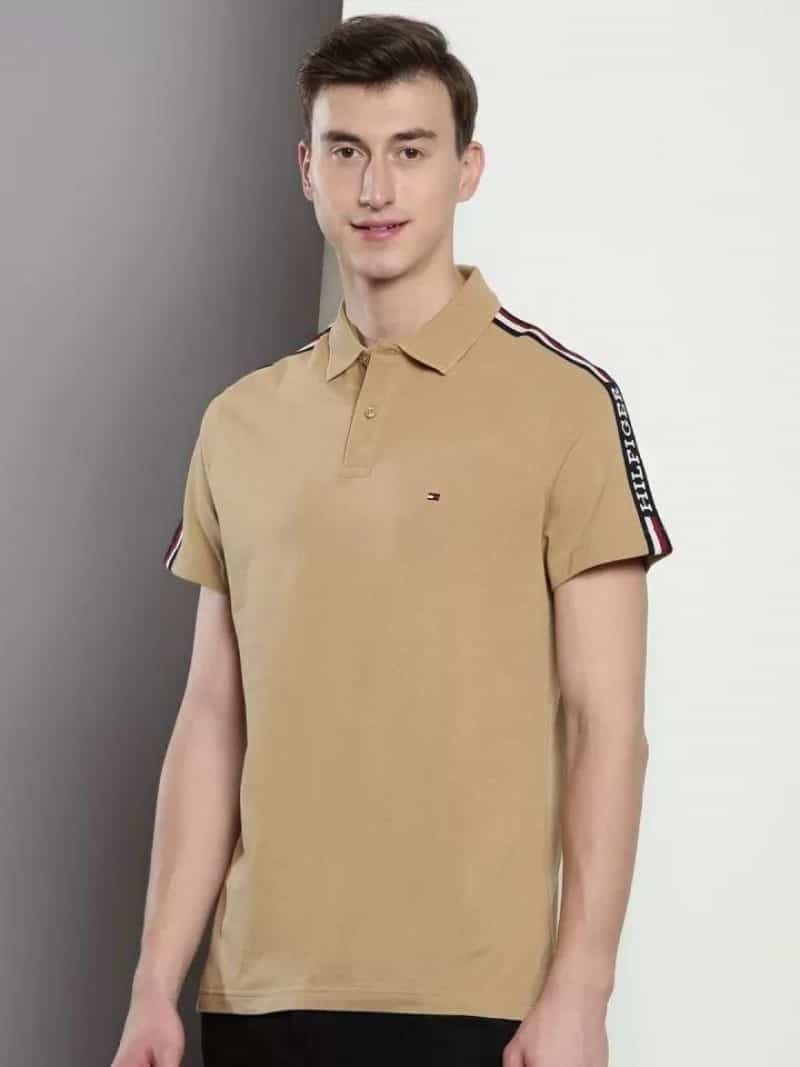 Tomm y Hilfiger Beige Embroidery Work Premium Polo T-Shirt Main image