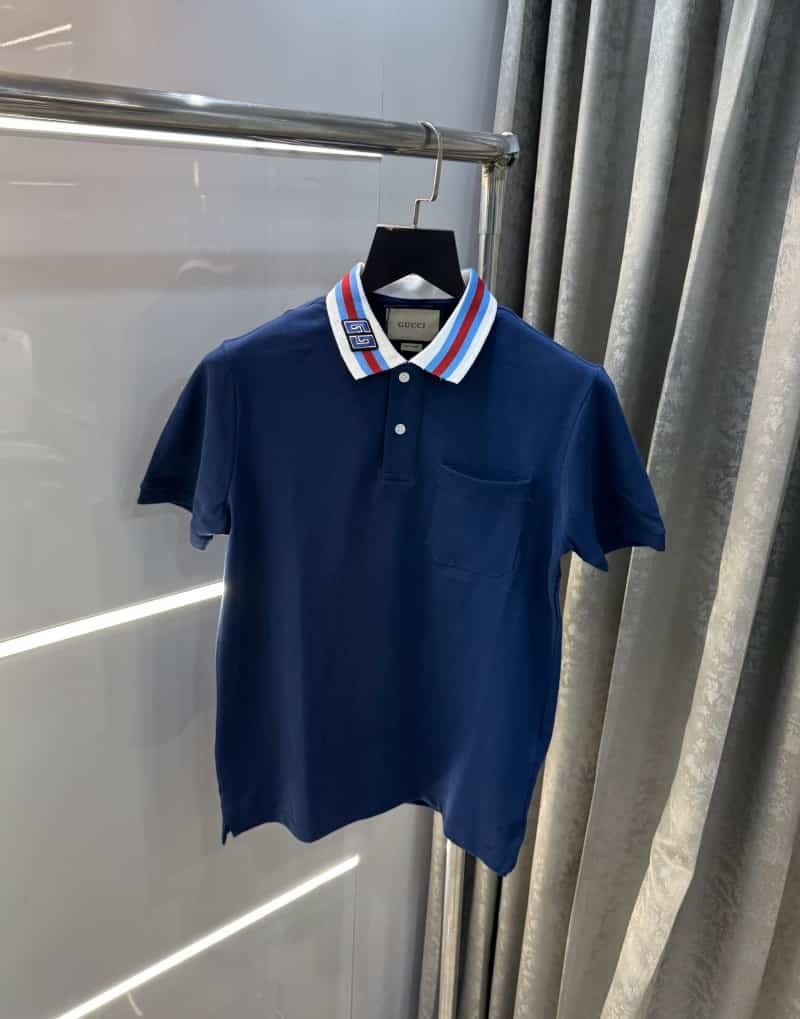 Gucc i Petrol Blue Shoulder Look Imported Polo T-Shirt Secondary image