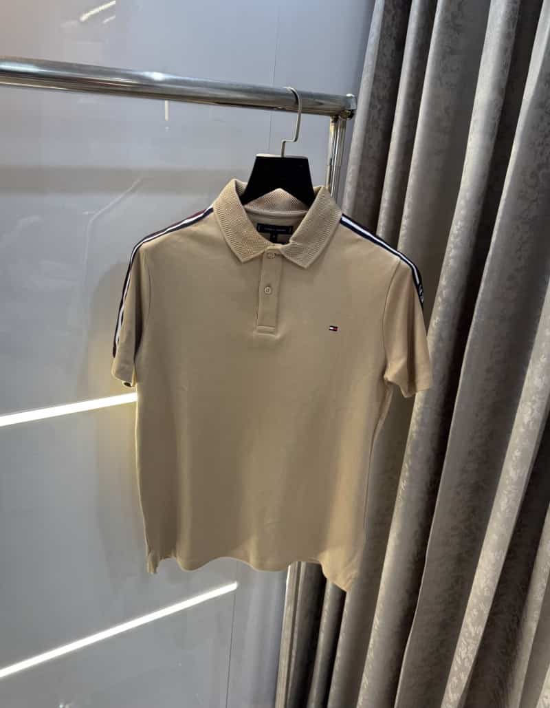 Tomm y Hilfiger Beige Embroidery Work Premium Polo T-Shirt