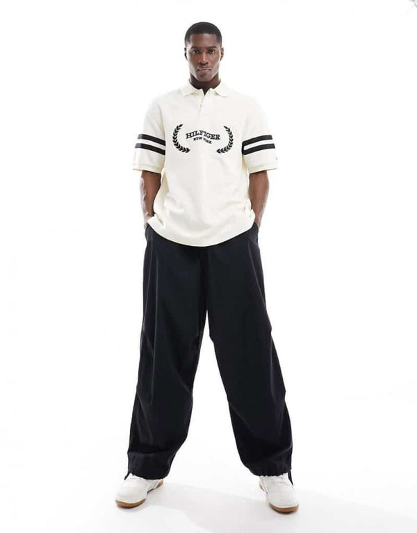 Tomm y Hilfiger White Embroidery Work Premium Polo T-Shirt