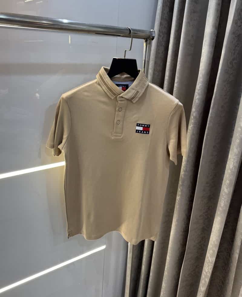Tomm y Hilfiger Beige Embroidery Logo Premium Polo T-Shirt
