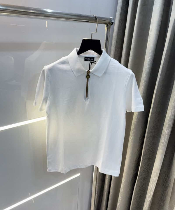 Versac e Couture White Zip Imported Polo T-Shirt