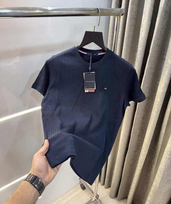 Tomm y Hilfiger Navy Blue Knitted Classic T-Shirt