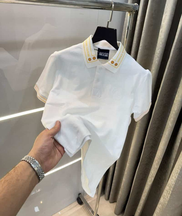 Versac e Couture White Collar Logo Imported Polo T-Shirt
