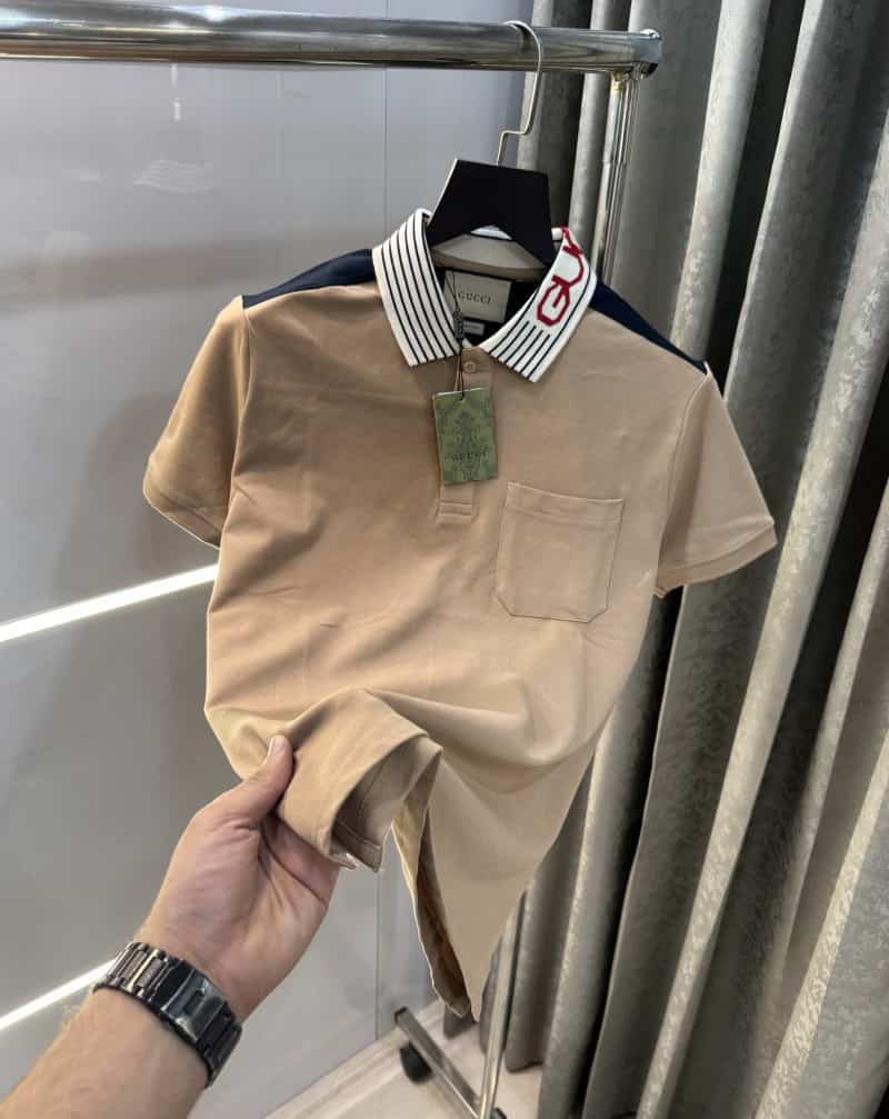 Gucc i Light Brown Collar Look Imported Polo T-Shirt Main image