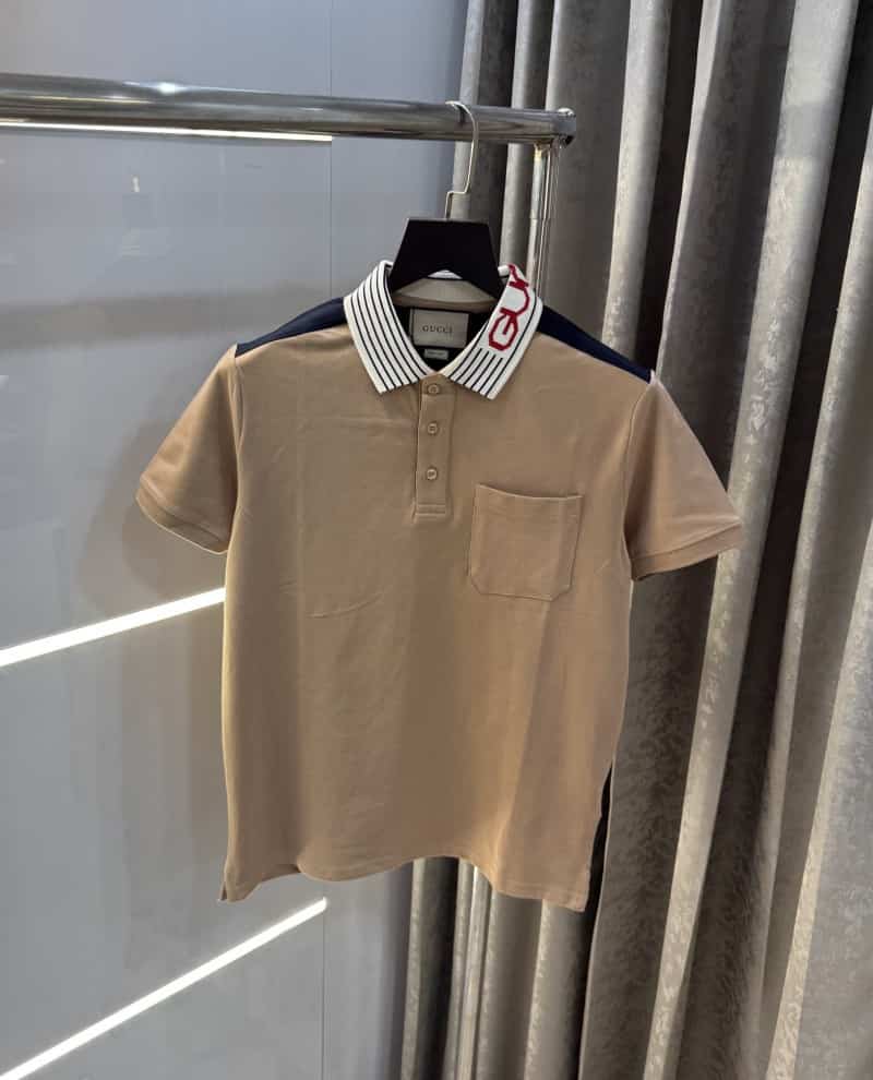 Gucc i Light Brown Collar Look Imported Polo T-Shirt Secondary image