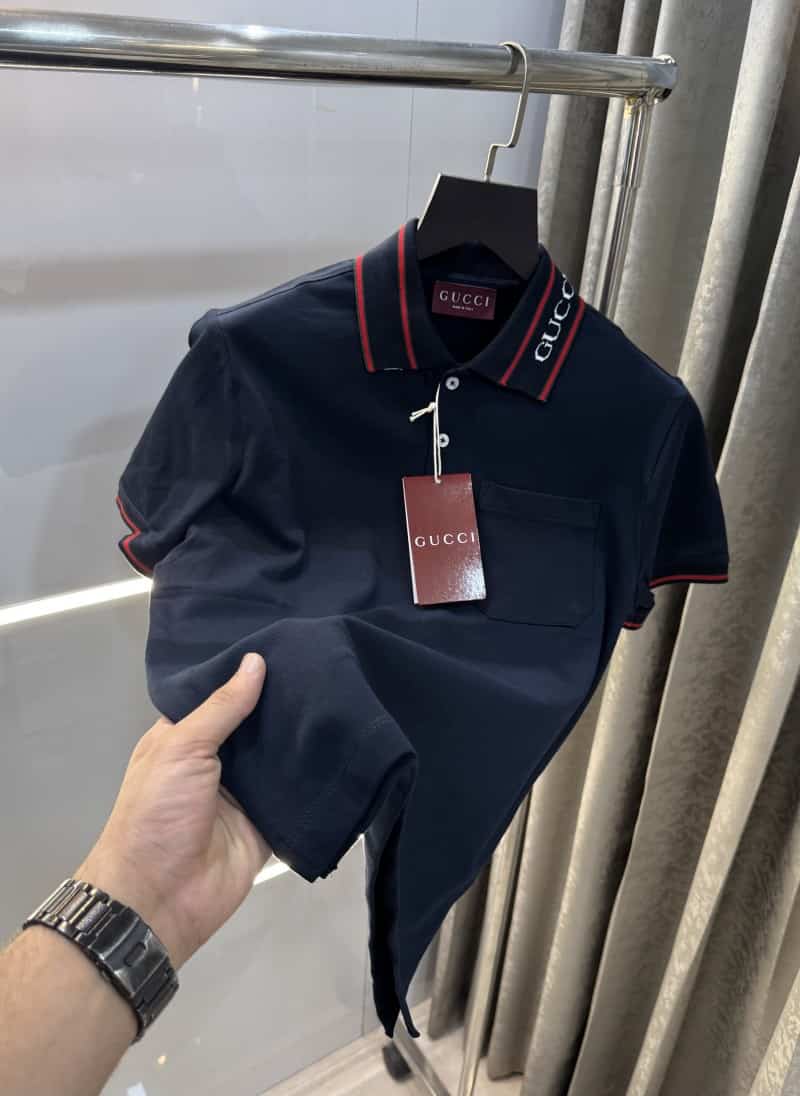 Gucc i Navy Blue Collar Look Imported Polo T-Shirt