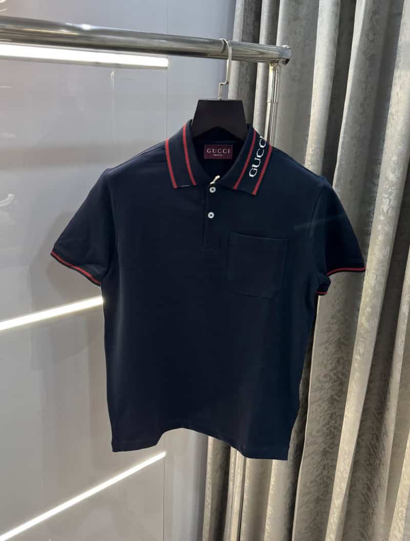 Gucc i Navy Blue Collar Look Imported Polo T-Shirt