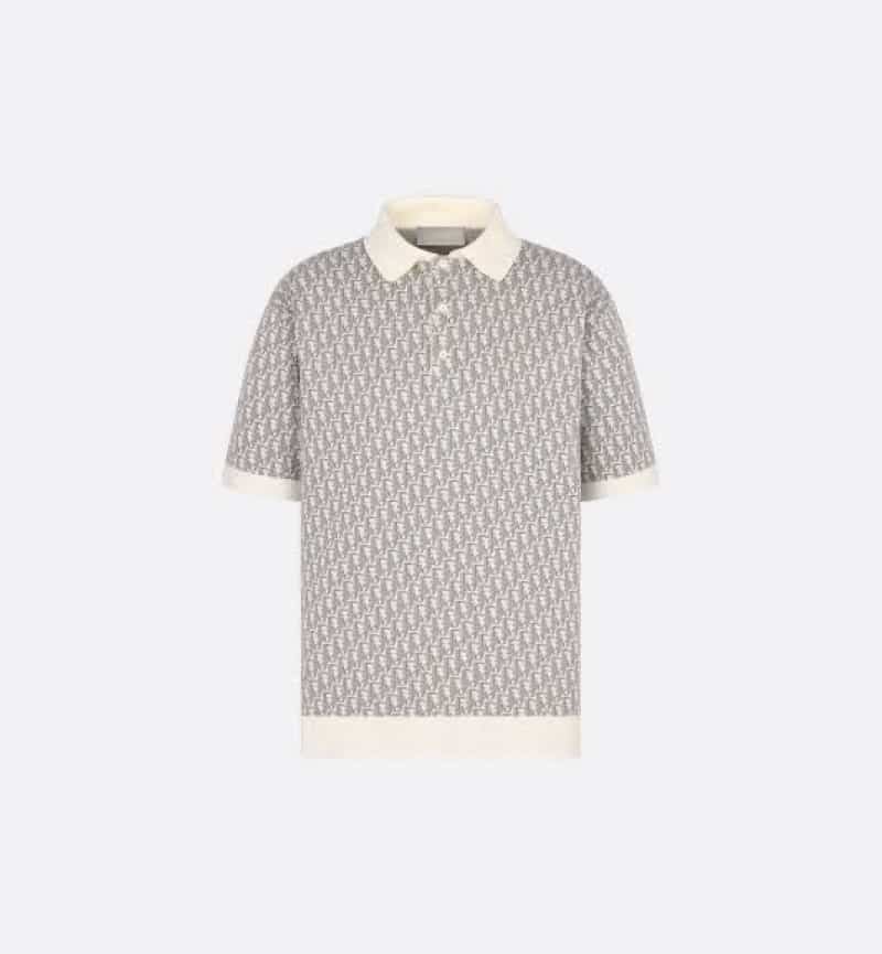 Christian Dio r Grey Knitted Imported Polo T-Shirt