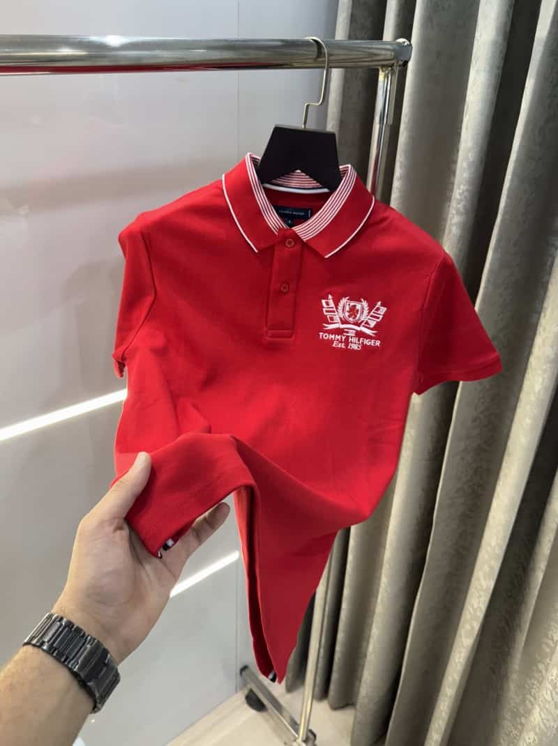Tomm y Hilfiger Red Embroidery Logo Premium Polo T-Shirt