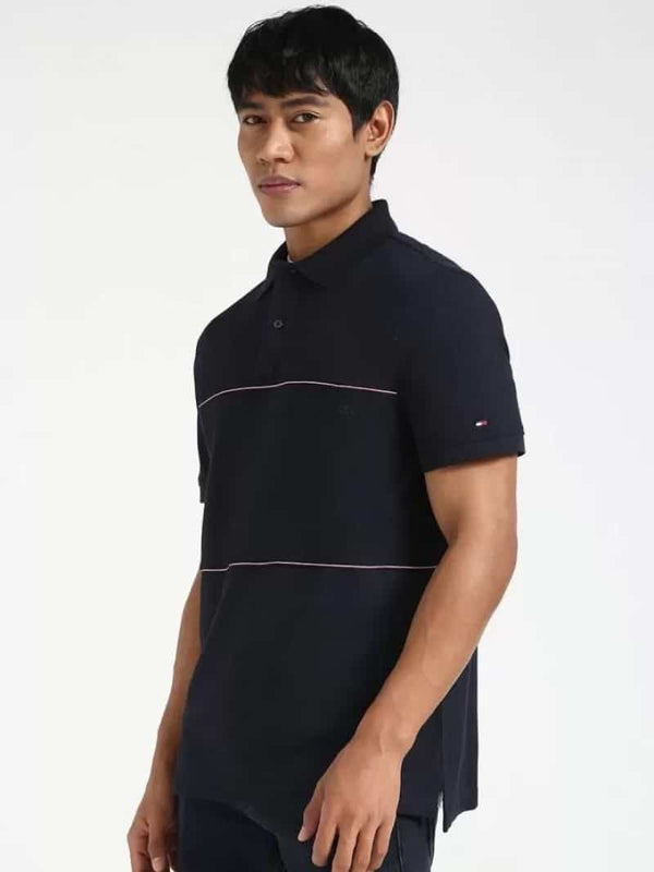 Tomm y Hilfige r Navy Blue Premium Polo T-Shirt