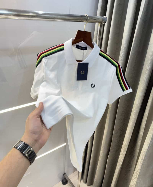 Fred perr y White Embroidery Logo Premium Polo T-Shirt