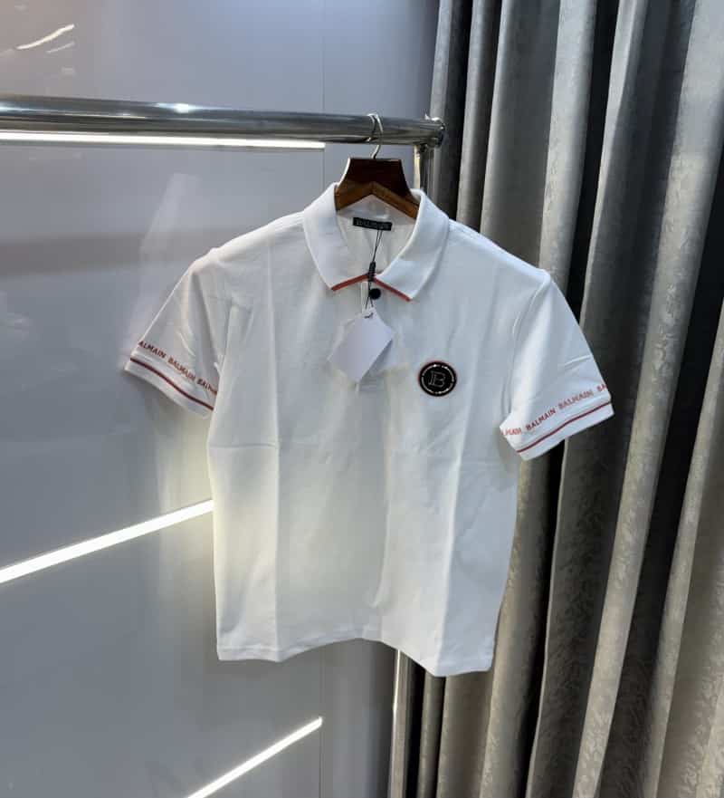Balmai n Paris White Steel Logo Imported Polo T-Shirt Secondary image