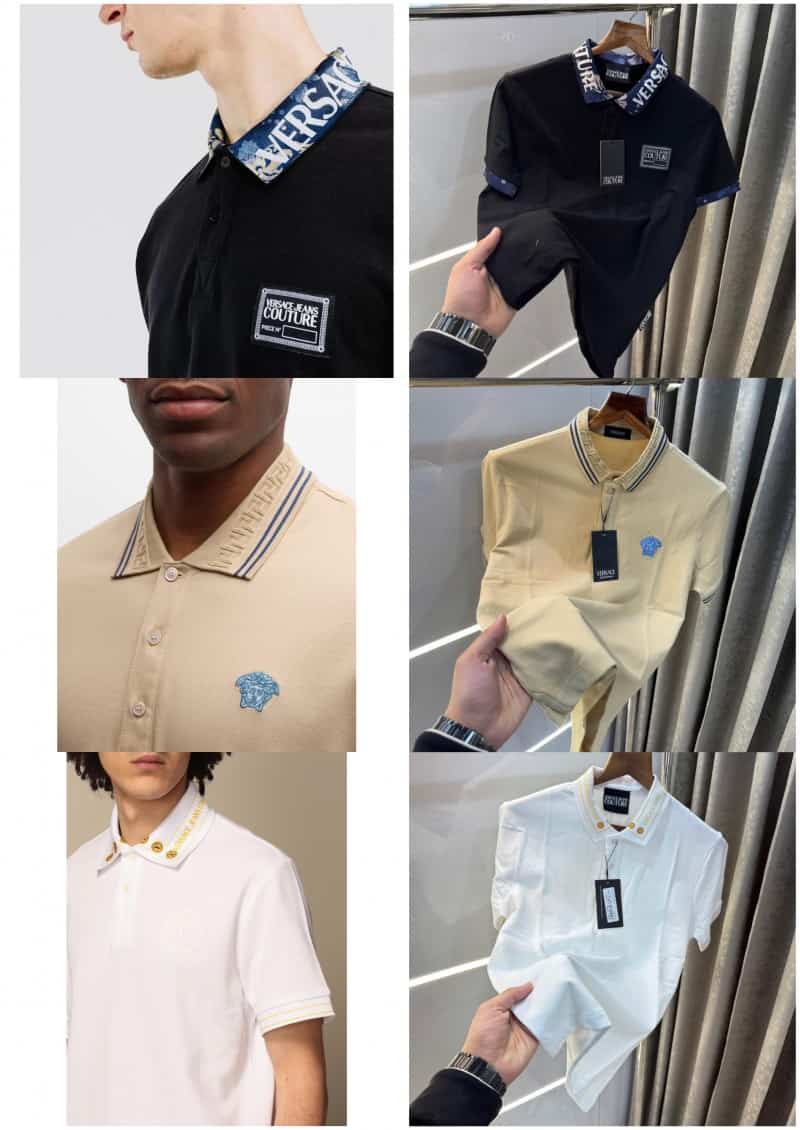 Versac eCouture Beige Designer Imported Polo T-Shirt