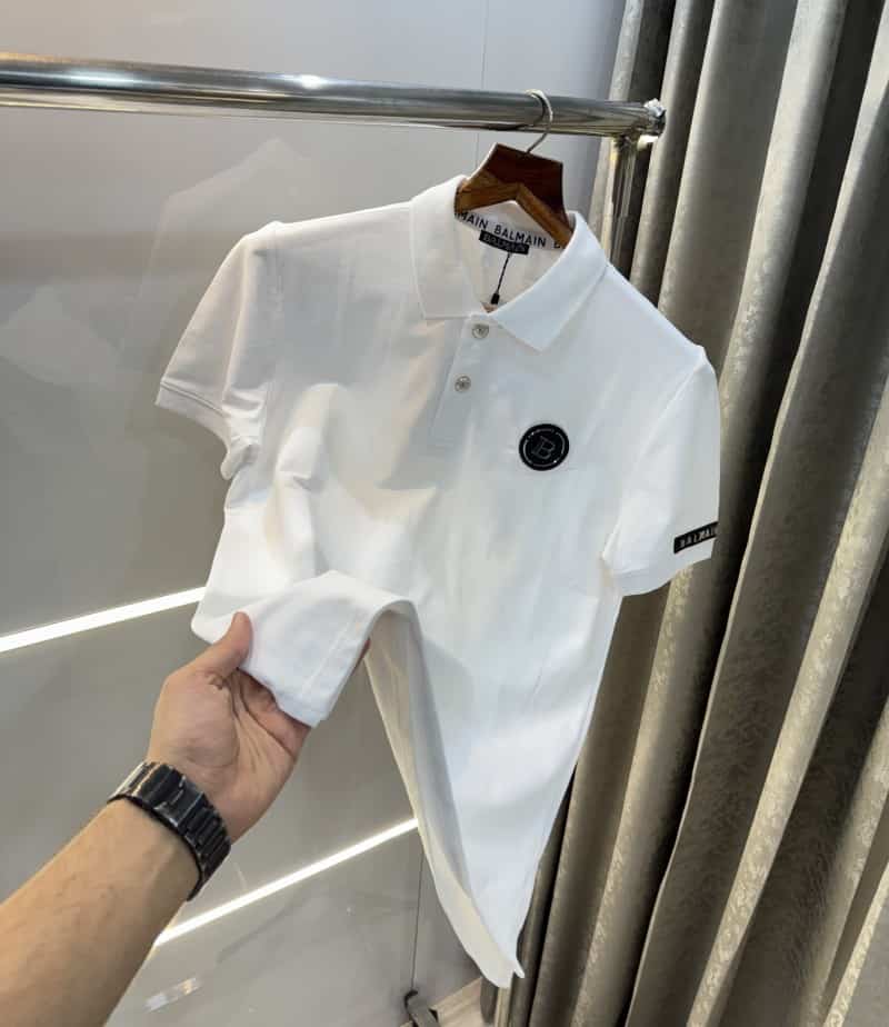 Balmai n Paris White Steel Logo Imported Polo T-Shirt Main image
