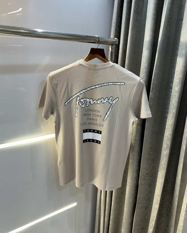 Tomm y Hilfiger Beige Printed Premium T-Shirt
