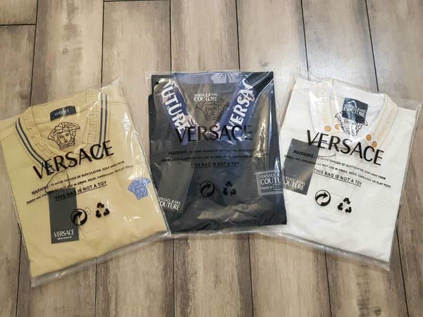 Versac eCouture Beige Designer Imported Polo T-Shirt