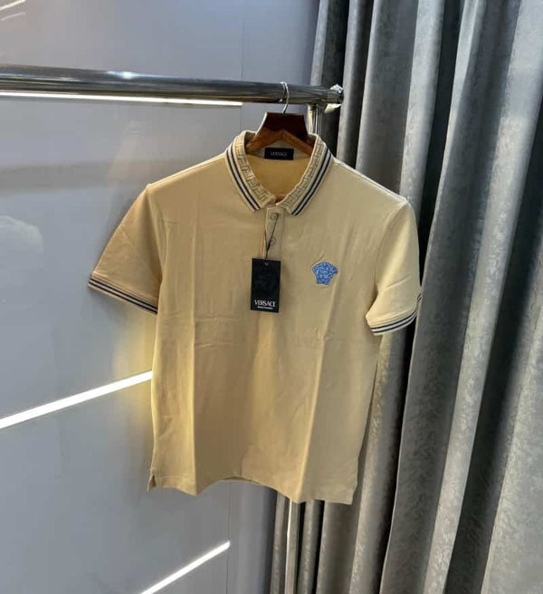 Versac eCouture Beige Designer Imported Polo T-Shirt