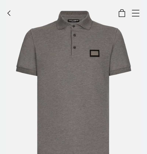 Dolce&Gabbana Grey Steel Logo Imported Polo T-Shirt