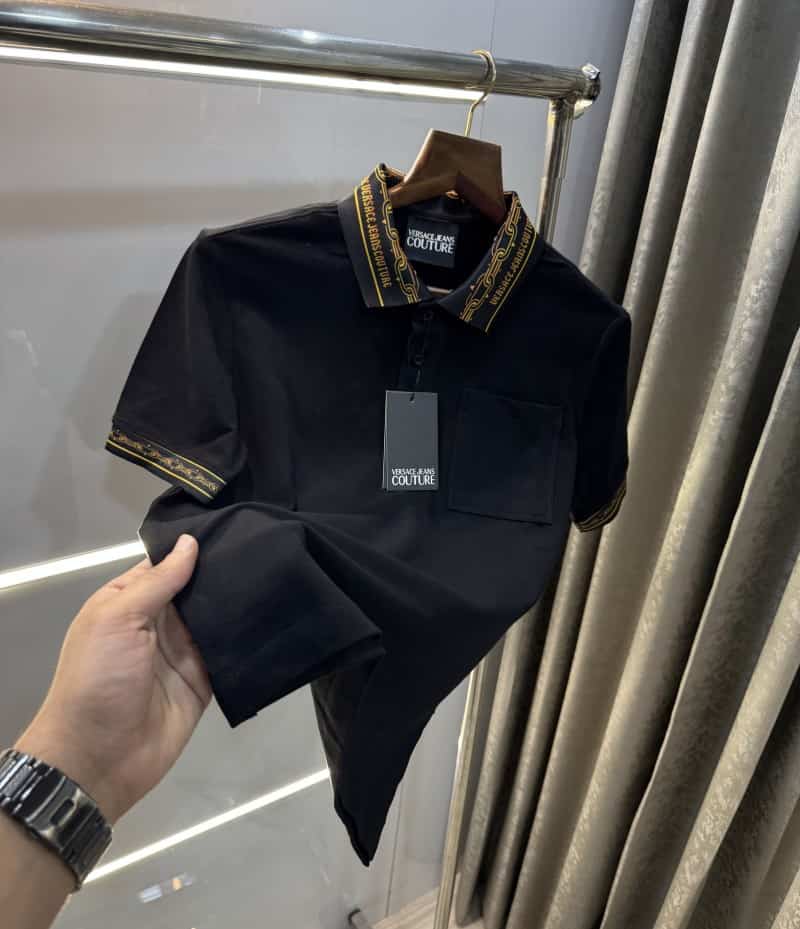 Versac e Couture Black Collar Look Imported Polo T-Shirt Secondary image
