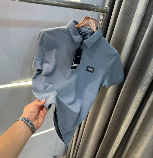 Dolce&Gabbana Grey Steel Logo Imported Polo T-Shirt