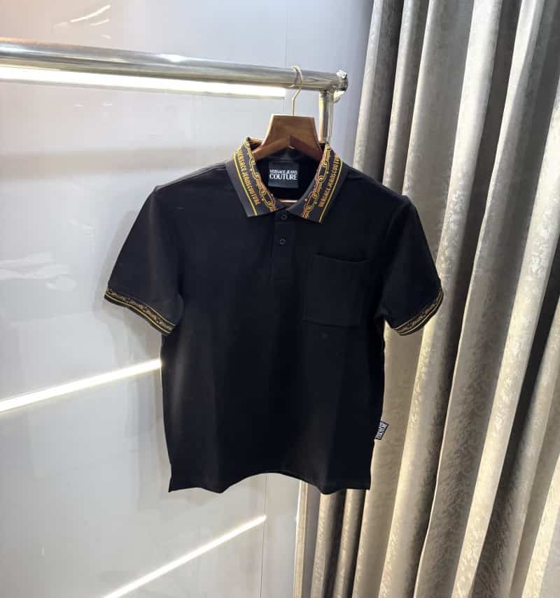 Versac e Couture Black Collar Look Imported Polo T-Shirt