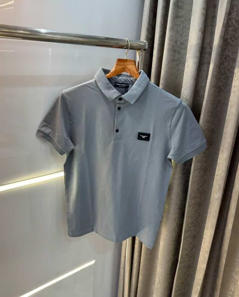 Dolce&Gabbana Grey Steel Logo Imported Polo T-Shirt