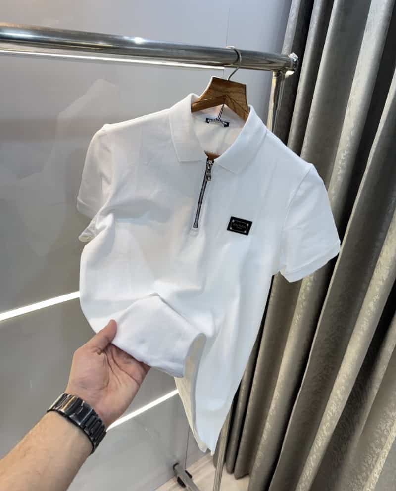 Balmai n Paris White Zip Imported Polo T-Shirt Main image