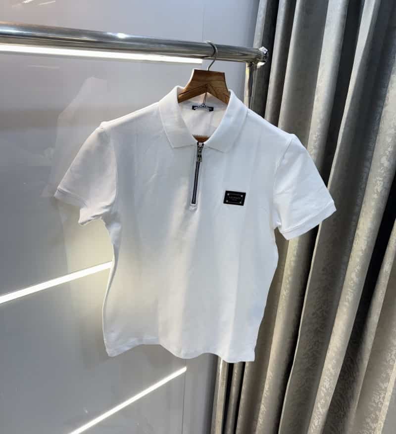 Balmai n Paris White Zip Imported Polo T-Shirt Secondary image