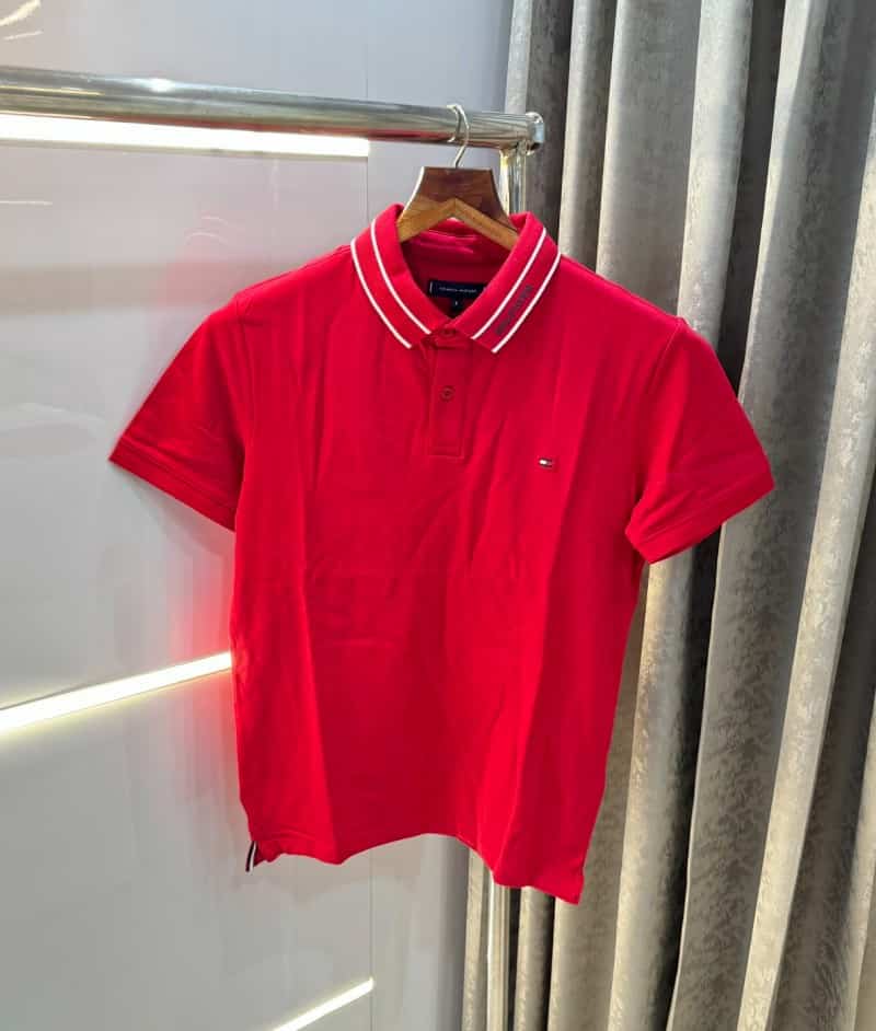 Tomm y Hilfiger Red Collar Look Premium Polo T-Shirt