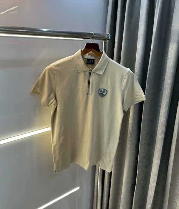 Emporio Arman i Beige Logo Print Premium Polo T-Shirt