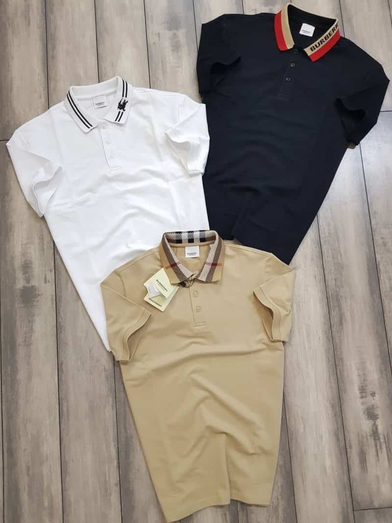 Burberr y White Collar Look Premium Classic Polo T-Shirt Secondary image