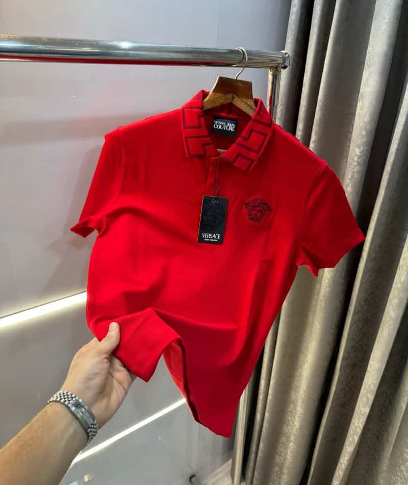 Versac e Couture Red Designer Imported Polo T-Shirt Secondary image