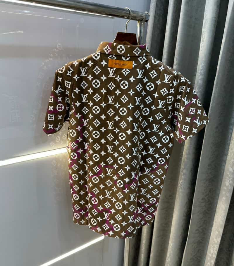 Louis Vutton Brown MonogRAm Print Imported Polo T-Shirt