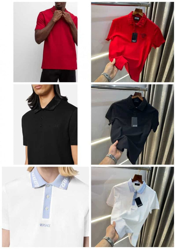 Versac e Couture Red Designer Imported Polo T-Shirt