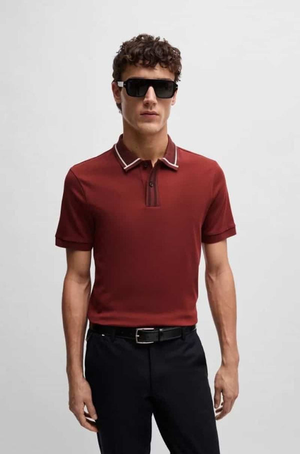 Hugo bos sMaroon Collar Look Classic Polo T-Shirt
